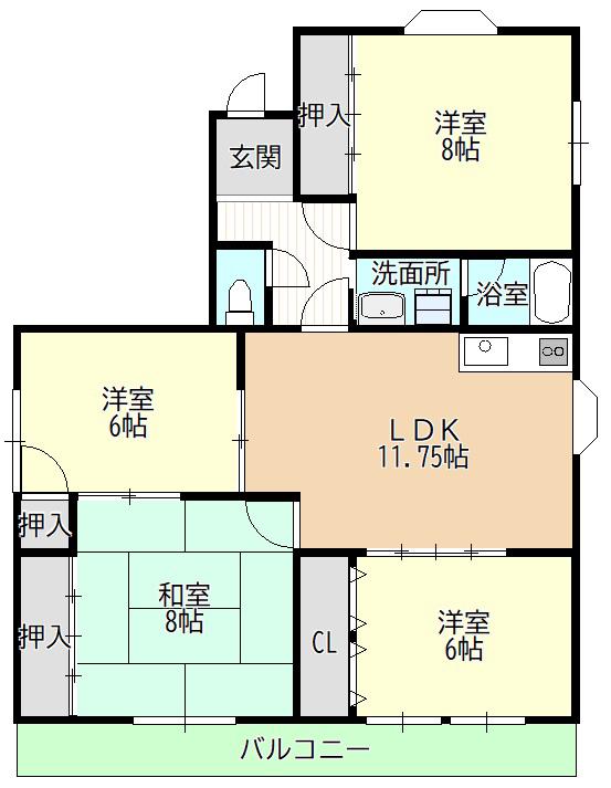 ランブル延珠(4LDK/5階)の間取り写真