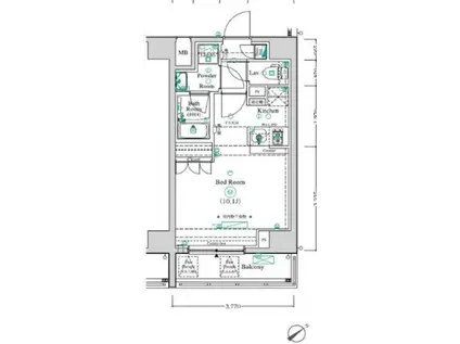 アンベリール王子II(ワンルーム/4階)の間取り写真