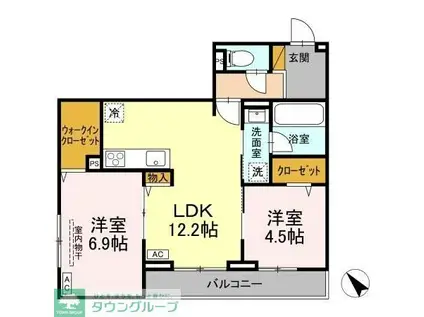 セレミュウ(2LDK/3階)の間取り写真