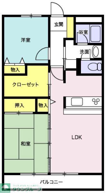 高砂ハイツ石原2(2LDK/1階)の間取り写真