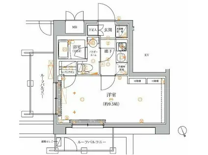 アルテシモ フェリオ(1K/7階)の間取り写真