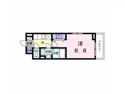 ベル西早稲田(1K/3階)の間取り写真