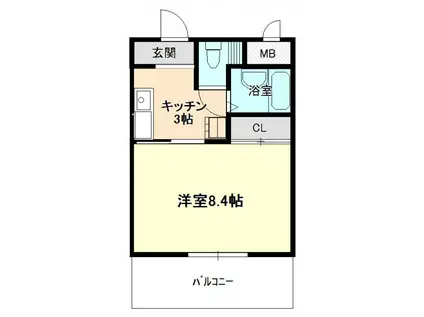 ライフ21(1K/4階)の間取り写真