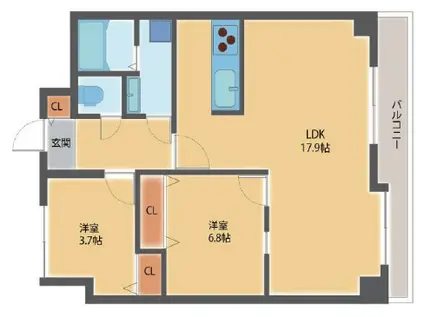 ウエストリヴィエール(2LDK/9階)の間取り写真