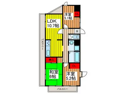 川口青木第6ローヤルコーポ(3LDK/2階)の間取り写真