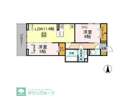 NOBLE FERRO B棟(2LDK/2階)の間取り写真