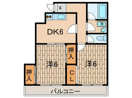 サングリーン南(2DK/1階)の間取り写真
