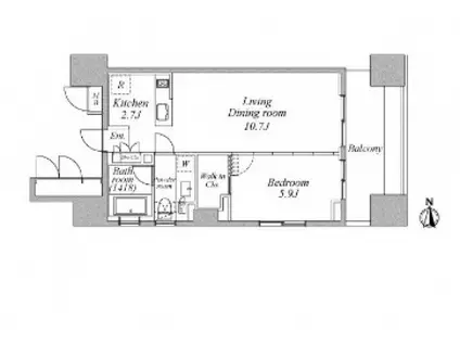 レジディア芝浦KAIGAN(1SLDK/6階)の間取り写真