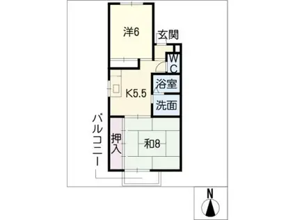 ハピネス I(2K/2階)の間取り写真