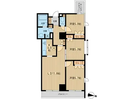 KDXレジデンス千駄木(2SLDK/4階)の間取り写真