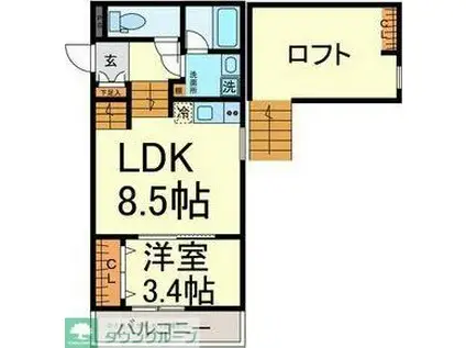 FAMILY STAGE川名II(1LDK/1階)の間取り写真