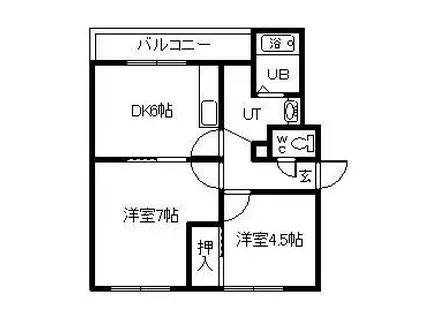 秋月マンション(2DK/1階)の間取り写真