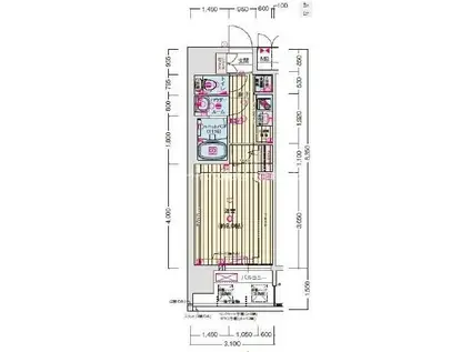 プレサンスネオ大和田ステーションベゼルプレサンスNEO大和田STAT(1K/12階)の間取り写真