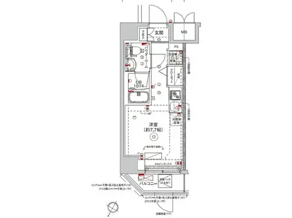 RELUXIA横濱西(1K/7階)の間取り写真