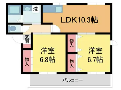ニューロビンI(2LDK/1階)の間取り写真