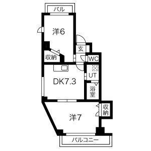 ワンコレクト神田(2DK/3階)の間取り写真