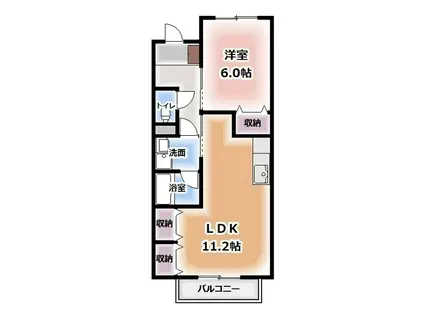 サープラスTWO牟都志(1LDK/1階)の間取り写真