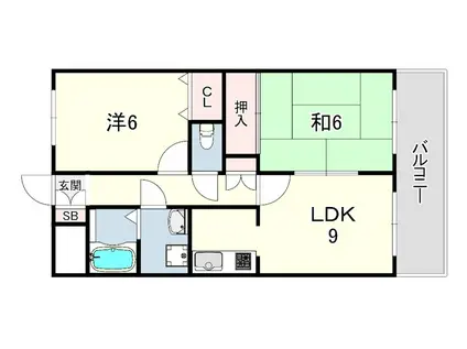 ランティス伊丹北(2LDK/3階)の間取り写真