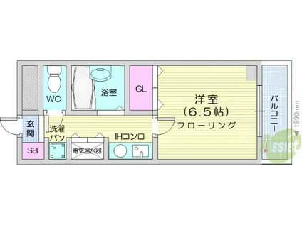 ロイヤルヒルズ鶴巻(1K/2階)の間取り写真