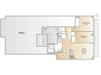 パレス惠泉館(2LDK/4階)の間取り写真