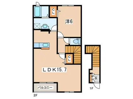 プティ アンジェ(1LDK/2階)の間取り写真