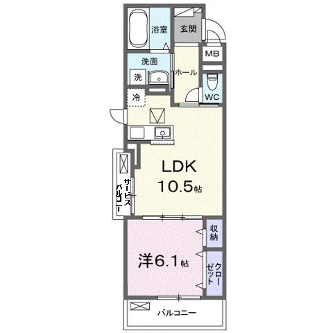 フルール近江(1LDK/1階)の間取り写真