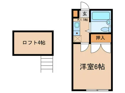 染東ハイツII(1K/2階)の間取り写真