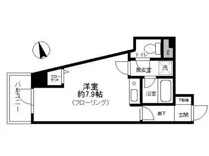 グランドベル(ワンルーム/3階)の間取り写真