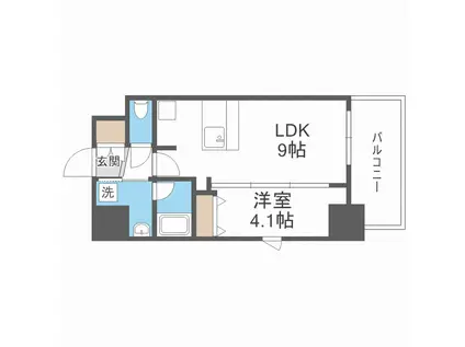 GM難波ウエストD.C(1LDK/8階)の間取り写真