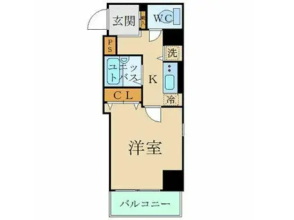 スカイコート芝壱番館(1K/5階)の間取り写真