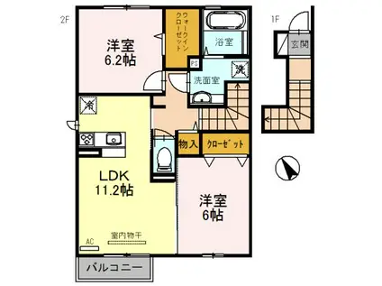 ブレッツァソーレ(2LDK/2階)の間取り写真
