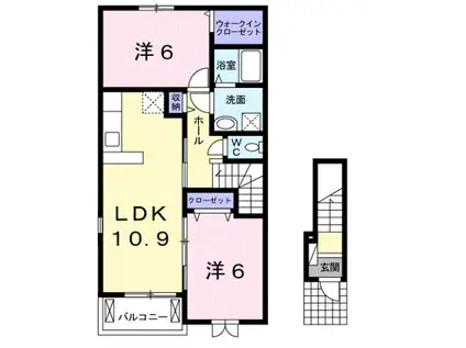 ディラI(2LDK/2階)の間取り写真