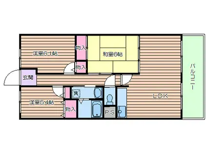 プレステージ上山手(3LDK/3階)の間取り写真