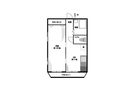 民泊不可スガタミビル(1DK/5階)の間取り写真
