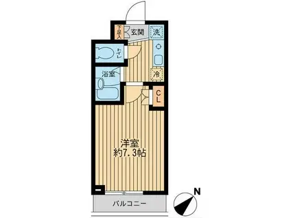 レジディア行徳(1K/2階)の間取り写真