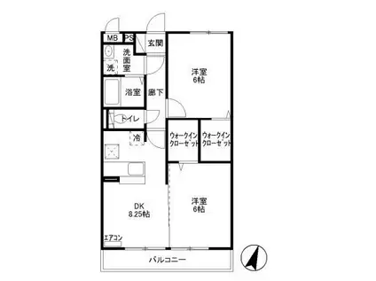 コンフォール瑞江V・VIVI(2DK/1階)の間取り写真