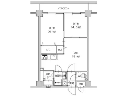 第10柴田ビル(2LDK/6階)の間取り写真