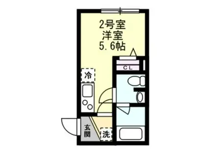 ベイルーム阪東橋(ワンルーム/2階)の間取り写真