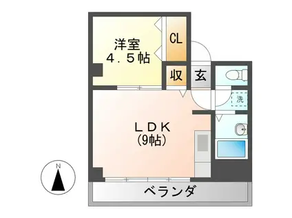 VILLA INABA ST(1LDK/4階)の間取り写真