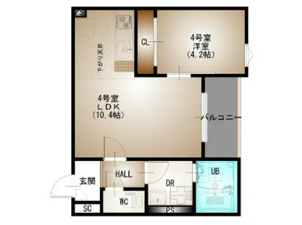 REGALEST西広島駅(1LDK/3階)の間取り写真