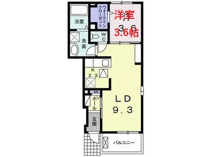 オーヴェスト多摩川(1LDK/1階)の間取り写真