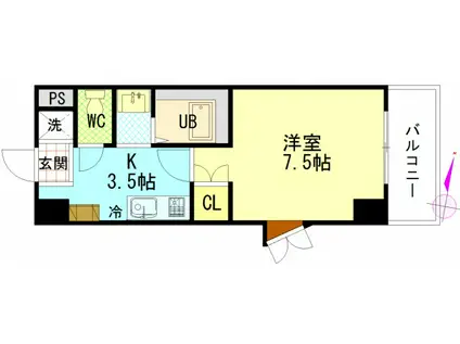 アトラクティブハイム(1K/6階)の間取り写真