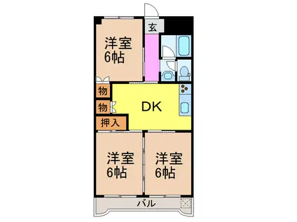 カームそうえん(3DK/1階)の間取り写真