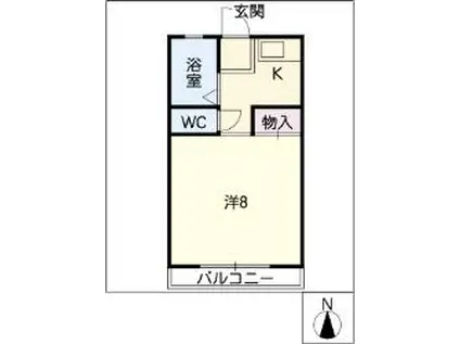 ハイム高川 C棟(1K/2階)の間取り写真