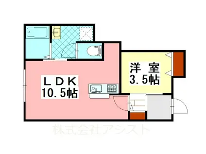 上三緒アパート B棟(1LDK/1階)の間取り写真