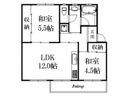 鈴蘭台第3団地6号棟(2LDK/5階)の間取り写真