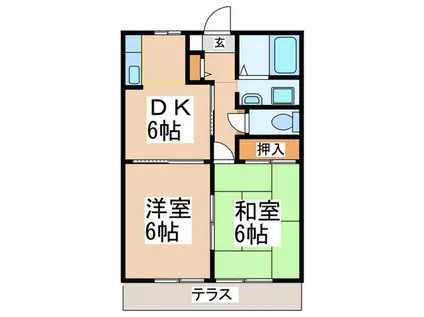 ファミーユ・ドミ(2DK/1階)の間取り写真