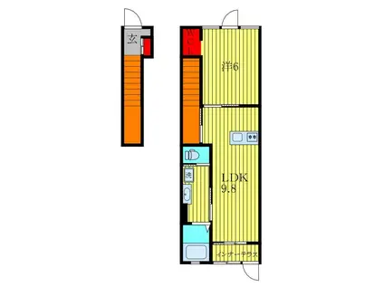 クレストV(1LDK/2階)の間取り写真