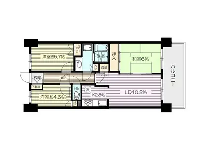 藤和シティコープ亀有(3LDK/2階)の間取り写真