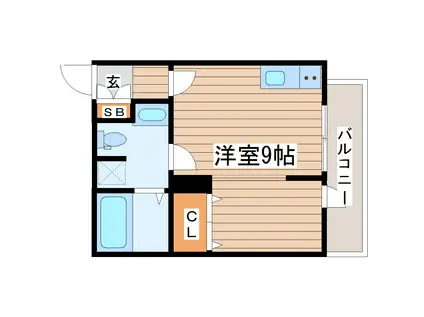 メリディアン国見壱番館(ワンルーム/1階)の間取り写真